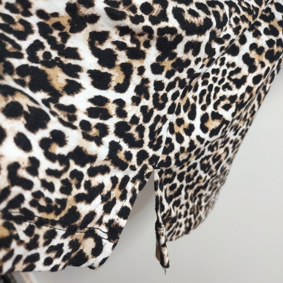 Chic Leopard Print Short Sleeve Top Stretchy Size L (12-14) By Joyspun - Picture 7 of 7